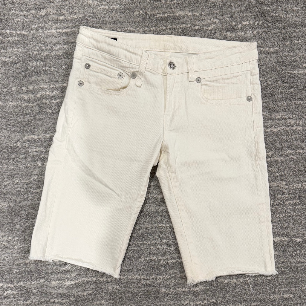 R13 Ivory Denim Long Shorts Size 25